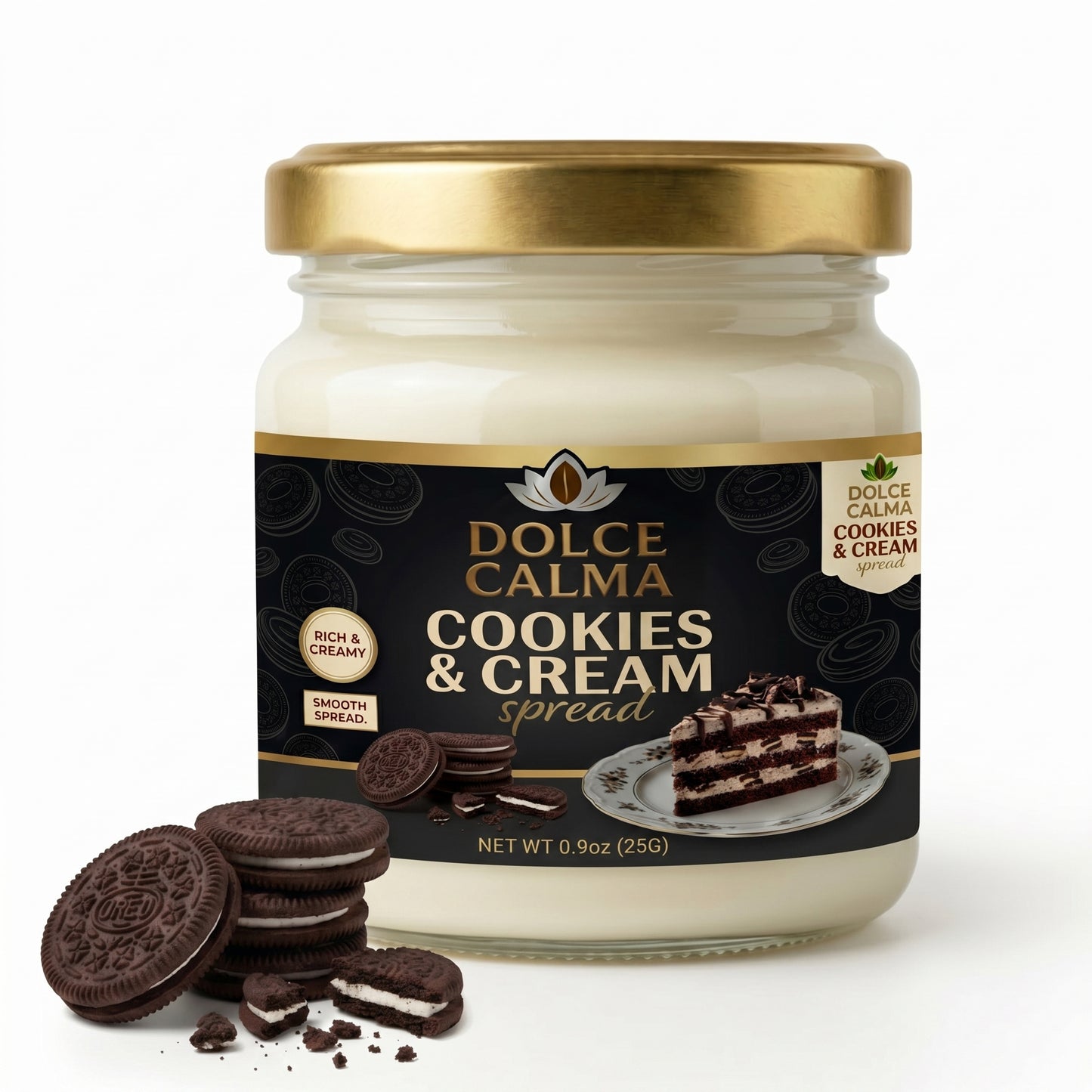 Dolce Calma Cookies & Cream Sample 25g – Trial Size Dessert Filling for Cakes, Waffles, Crepes, Pastries & Milkshakes