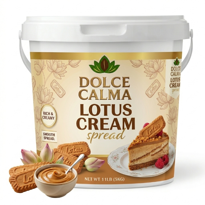 Dolce Calma Lotus-Style Cookie Cream Spread 11lb – Bulk Dessert Filling for Cakes, Waffles, Crepes, Pastries & Dubai Chocolate