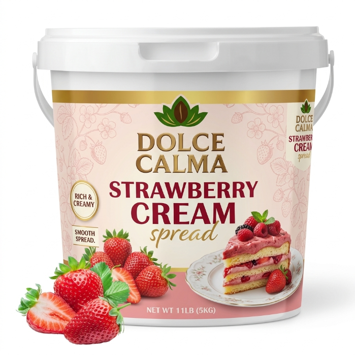 Dolce Calma Strawberry Cream 11lb – Bulk Dessert Filling for Cakes, Pastries, Waffles, Crepes & Chocolate Bars