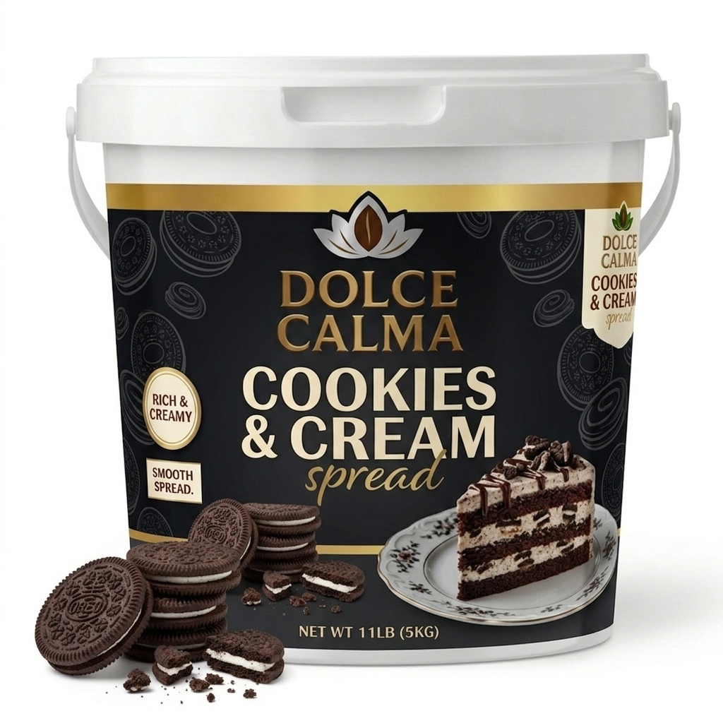 Dolce Calma Cookies & Cream Spread 11lb – Bulk Dessert Filling for Cakes, Waffles, Crepes, Pastries & Milkshakes