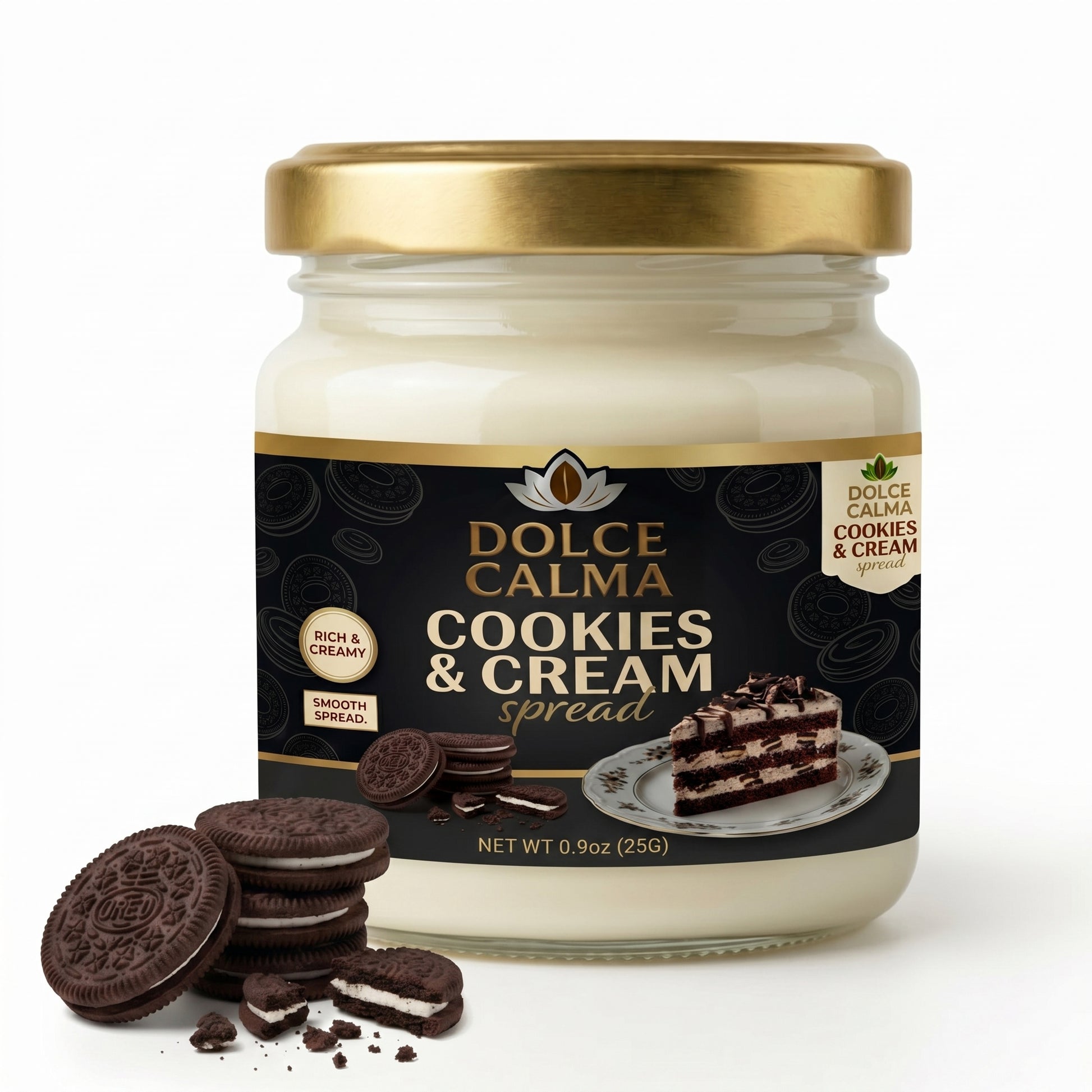 Dolce Calma Cookies & Cream Sample 25g – Trial Size Dessert Filling for Cakes, Waffles, Crepes, Pastries & Milkshakes