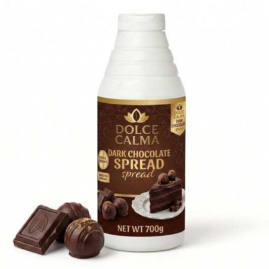 Dolce Calma Dark Chocolate Sauce 700g – Rich Cocoa Dessert Topping for Waffles, Crepes, Cakes, Ice Cream, Pastries & Drinks