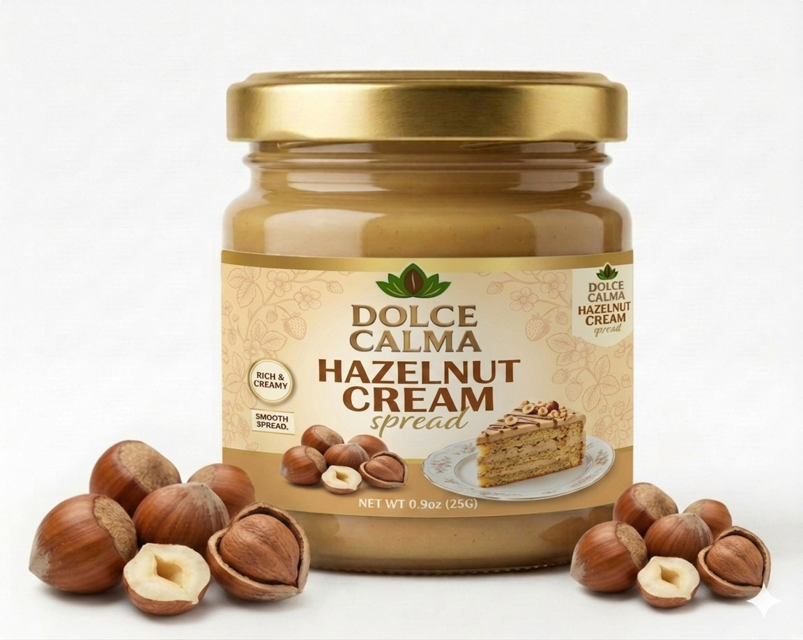 Dolce Calma Hazelnut Cream Sample 25g – Trial Size Nut Cream Dessert Filling for Cakes, Waffles, Crepes, Pastries & Chocolate Bars