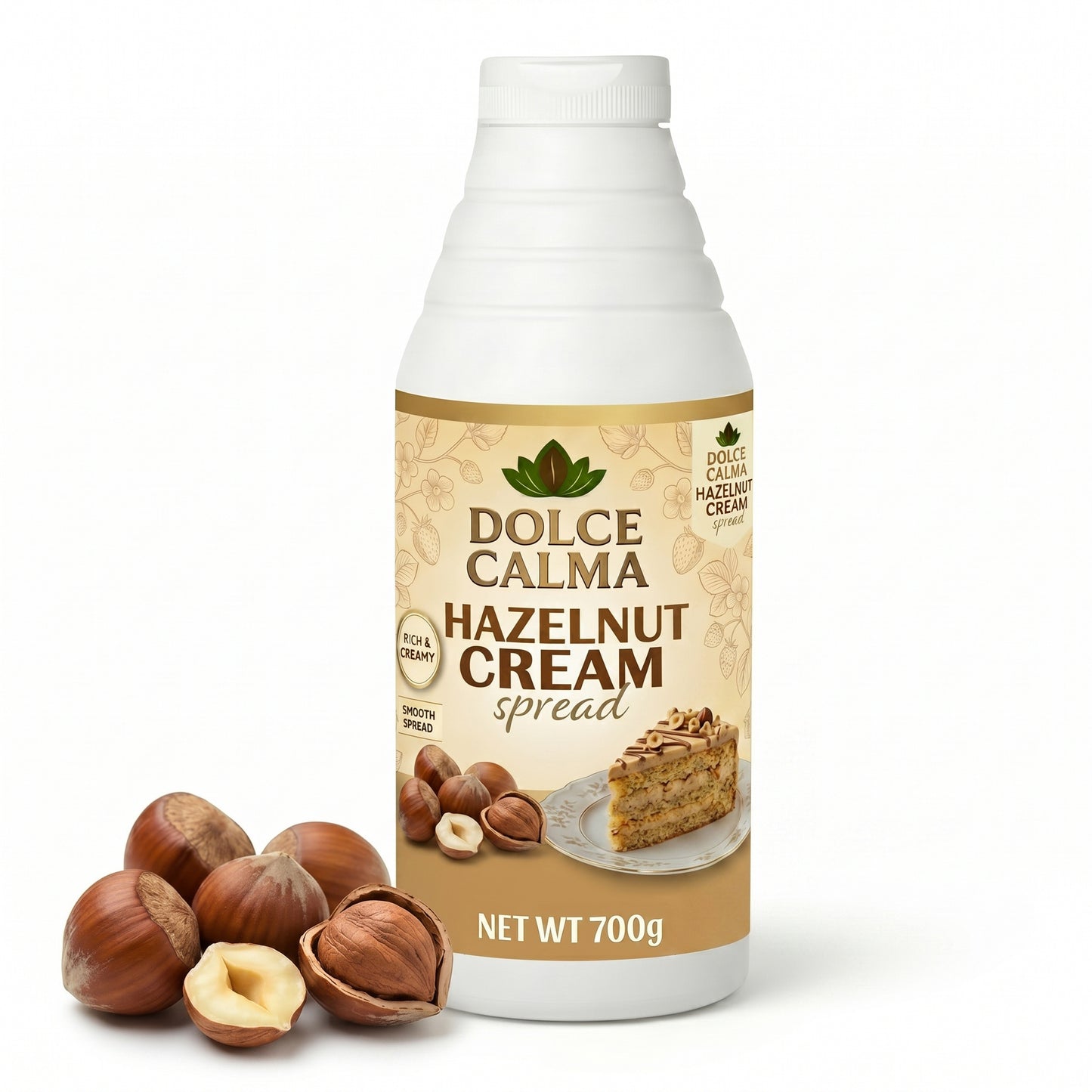 Dolce Calma Hazelnut Sauce 700g – Nutty Dessert Topping for Waffles, Crepes, Cakes, Ice Cream, Pastries & Coffee Drinks