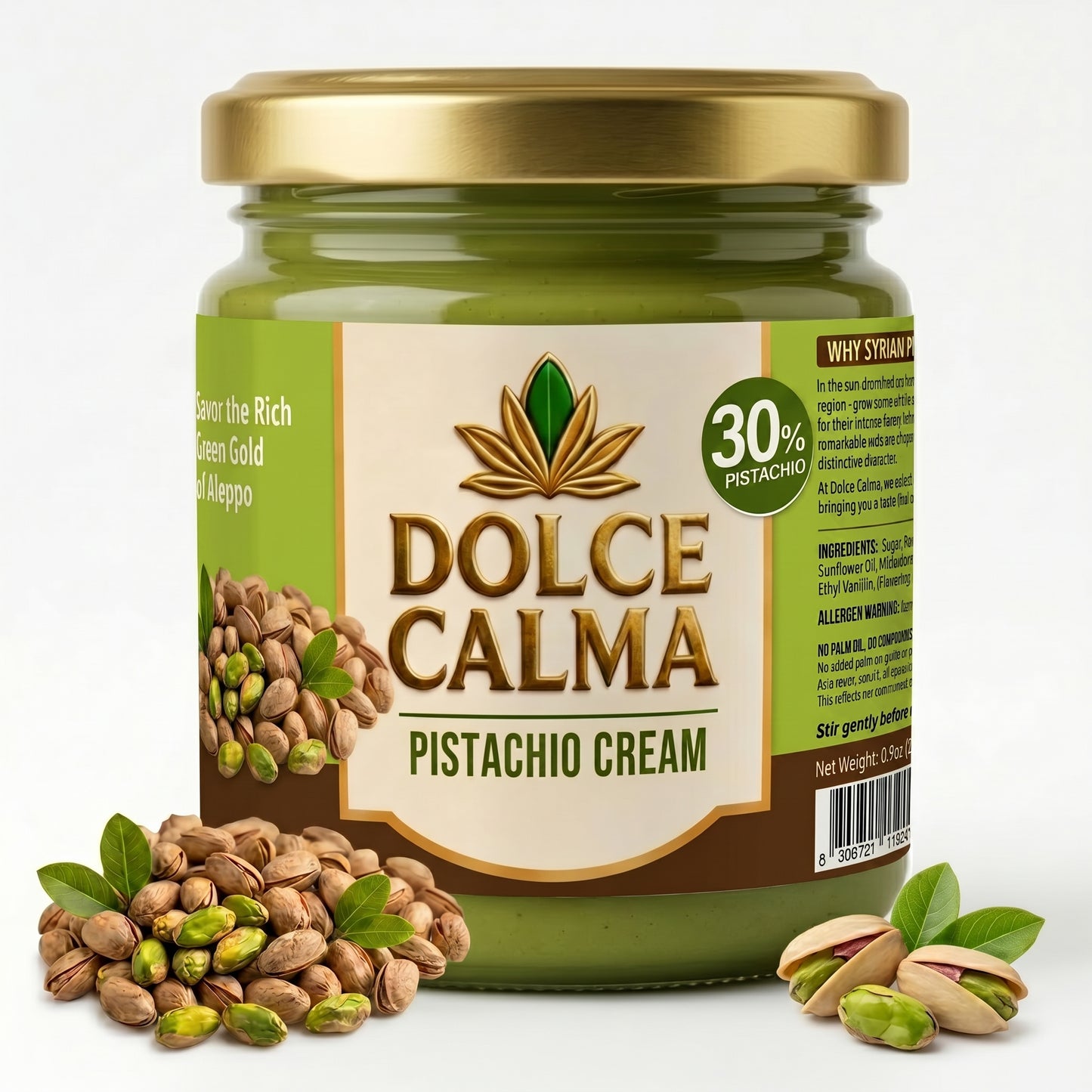 Dolce Calma Pistachio Cream 30% Sample 25g – Premium Trial Size Pistachio Dessert Filling for Dubai Chocolate, Cakes, Waffles & Pastries