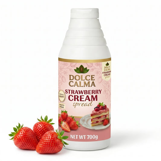 Dolce Calma Strawberry Sauce 700g – Fruity Dessert Topping for Waffles, Crepes, Cakes, Ice Cream, Pastries & Milkshakes