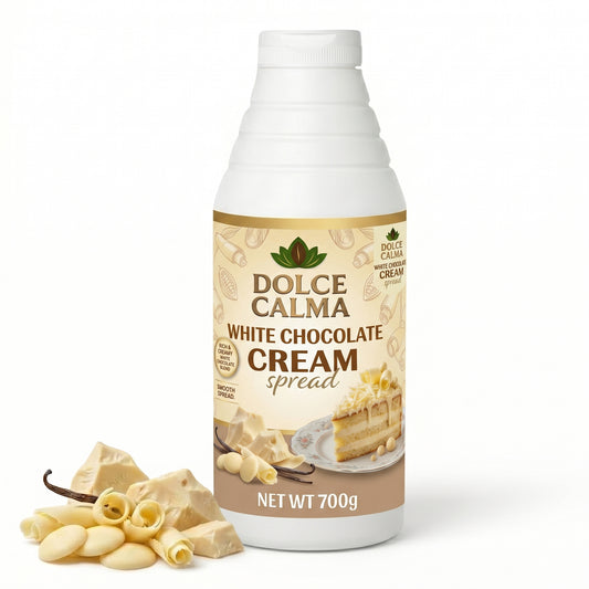 Dolce Calma White Chocolate Sauce 700g – Creamy Dessert Topping for Waffles, Crepes, Cakes, Ice Cream, Pastries & Drinks